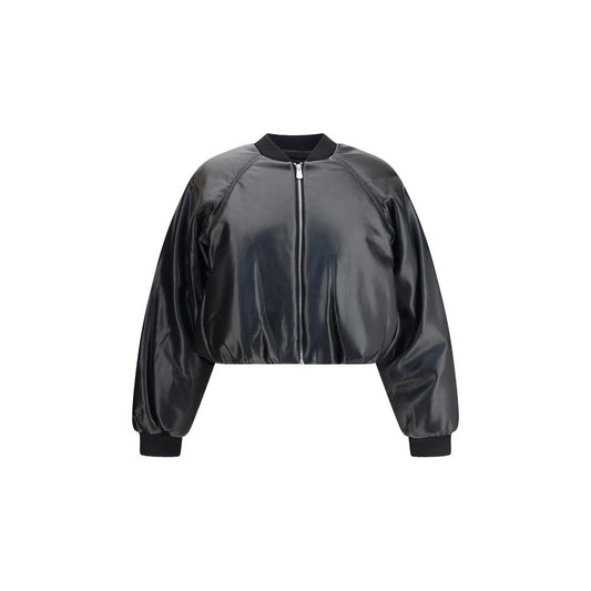Cropped bomber with a leather-effect