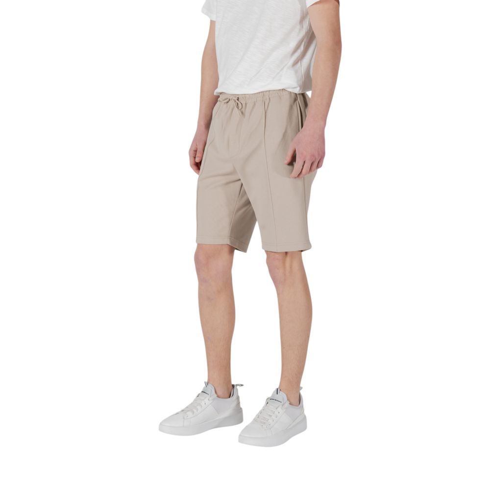 Beige Polyester Bermuda