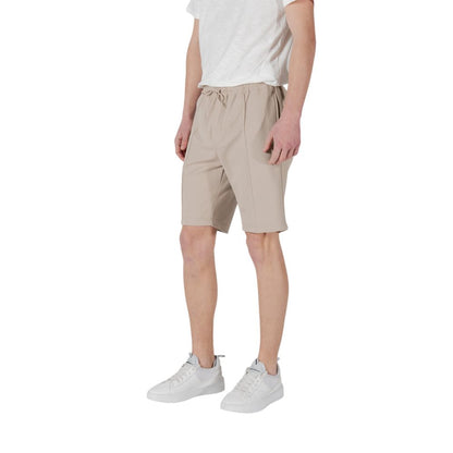 Beige Polyester Bermuda