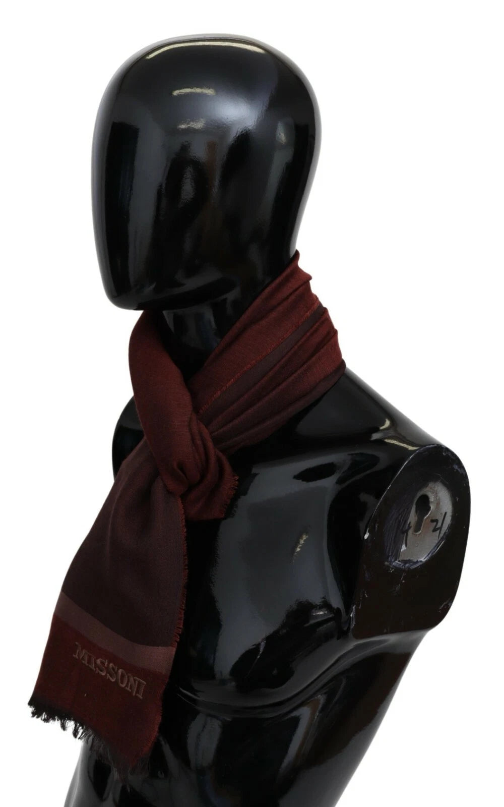 Maroon Striped Wool Blend Unisex Wrap Fringes Scarf
