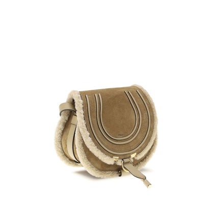 Small Saddle Marcie Shoulder Bag in suede and shearling