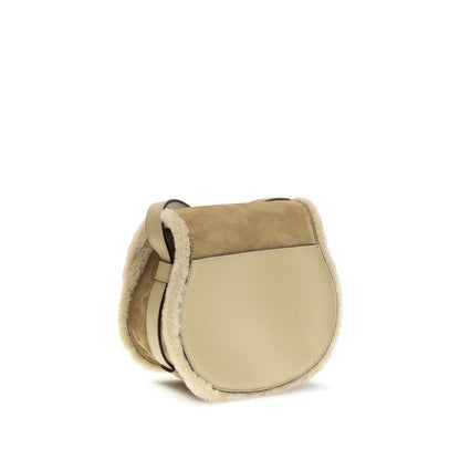 Small Saddle Marcie Shoulder Bag in suede and shearling