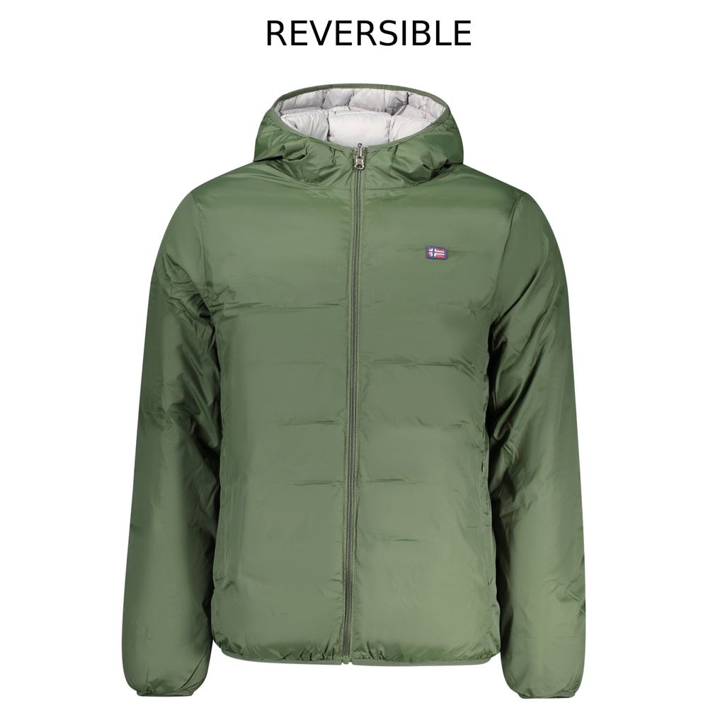 Green Polyester Men's Reversible Jacket