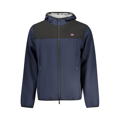 Blue Polyester Men Jacket