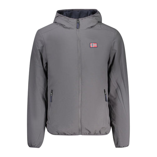 Gray Polyester Men Jacket