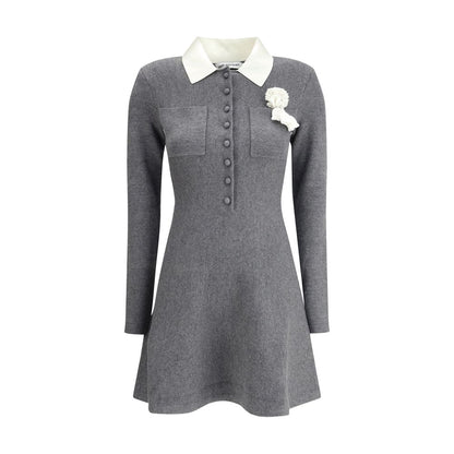 Mini knit Dress with crochet floral collar