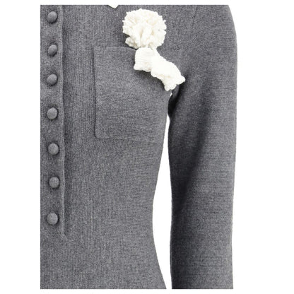 Mini knit Dress with crochet floral collar