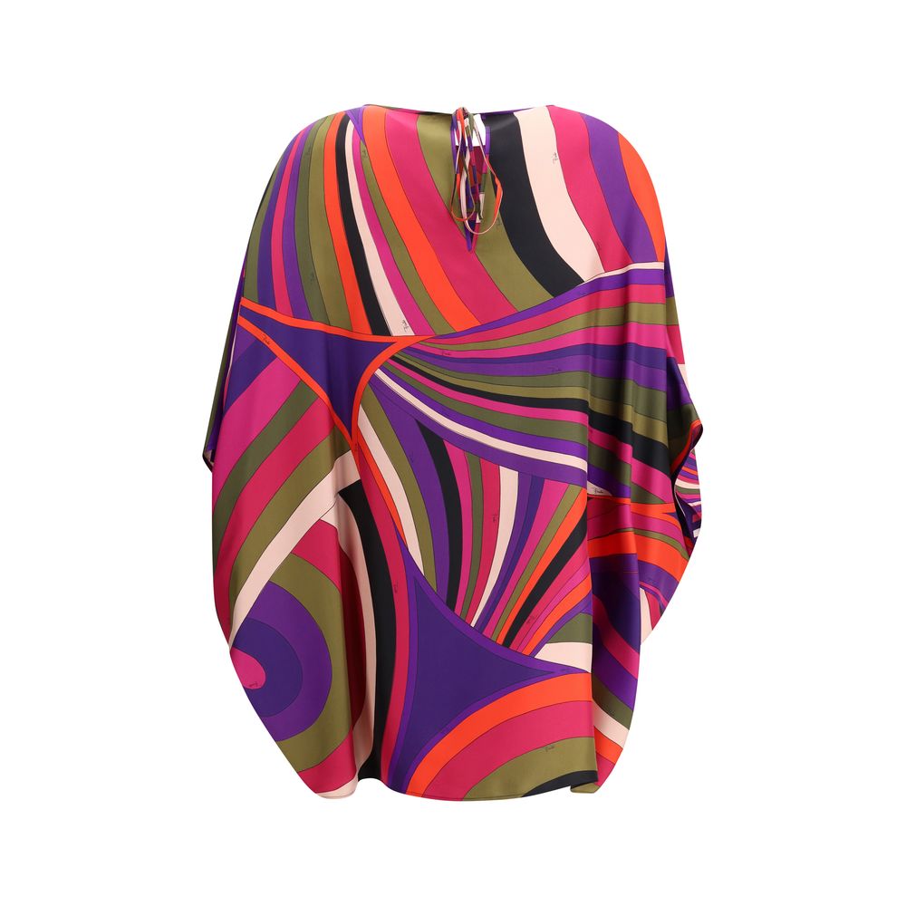 Short Caftan in silk with Marmo print